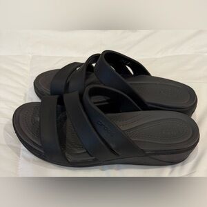 Crocs Women Platform Sandals black shoes size 10